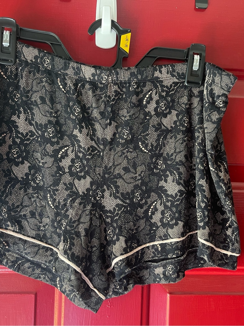 Gilligan & O'Malley Black Lace Overlay Shorts with Cream Underlayer